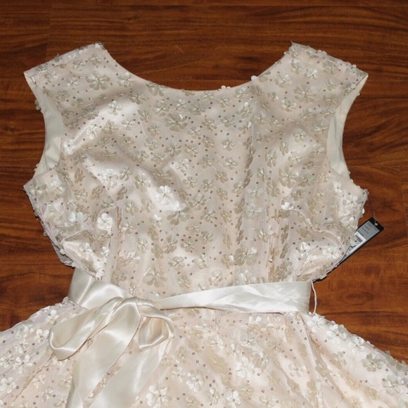 NWT Tahari Arthur S. Levine Floral Applique Gown Wedding Prom Bridesmaid Sz 14 - Picture 3 of 12